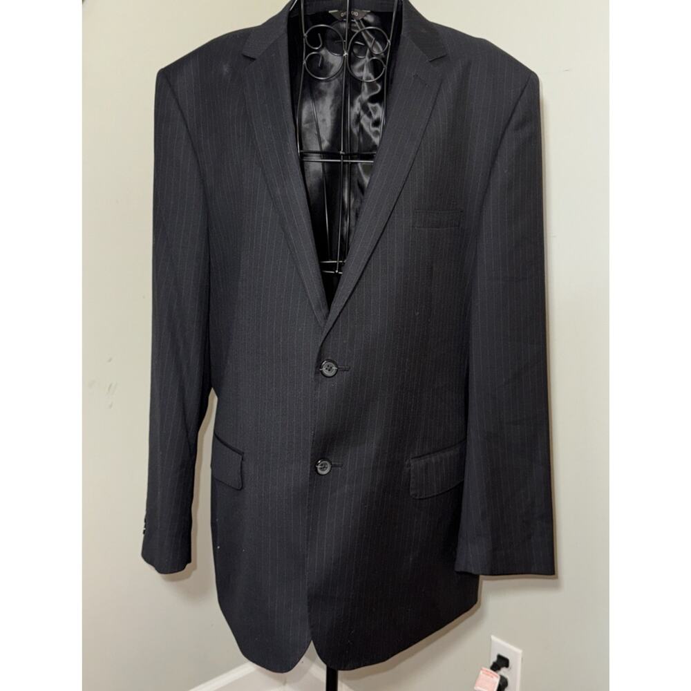 Giorgio Cosani Men's Wool Cashmere 2 Button Black Pinstripe Blazer Size 46R